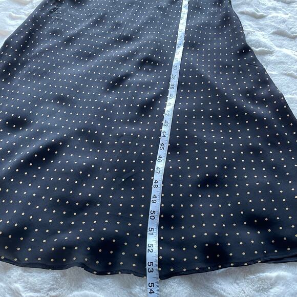 🔥Donna Ricco 10% Silk Black & Brown Polkadots Bias Cut Flutter Sleeve Dress - Picture 13 of 16